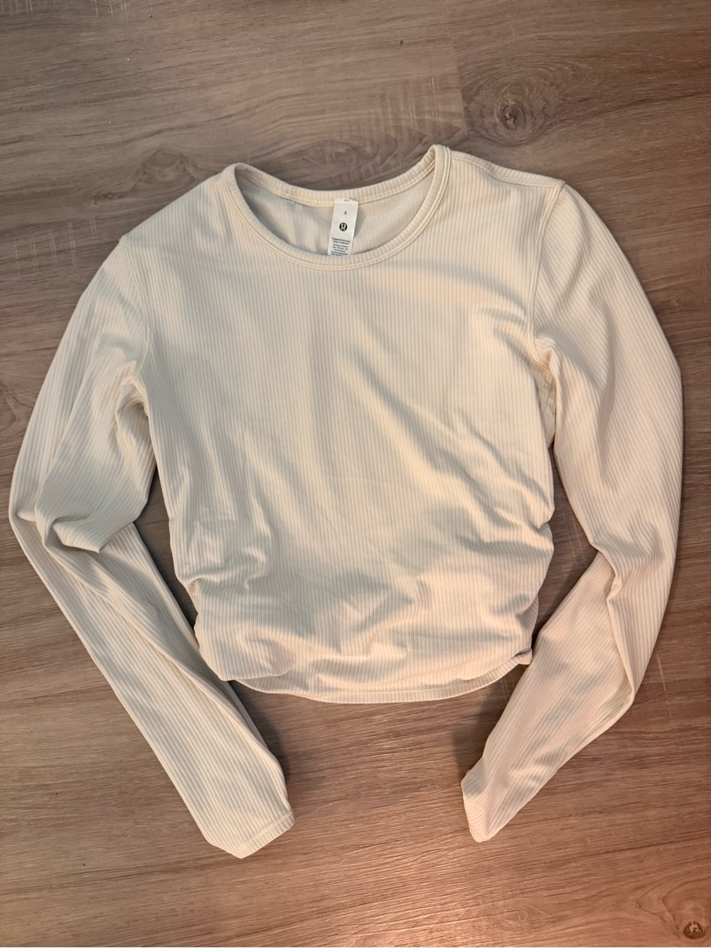 lululemon athletica Ribbed Long Sleeve Crop Top - Light Cream